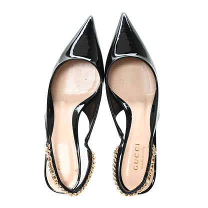 Gucci Patent Signoria 35mm Slingback Pumps 36 Black 2 of 9