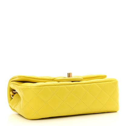 Chanel Lambskin Quilted Mini Rectangular Pearl Crush Flap Yellow 3 of 9