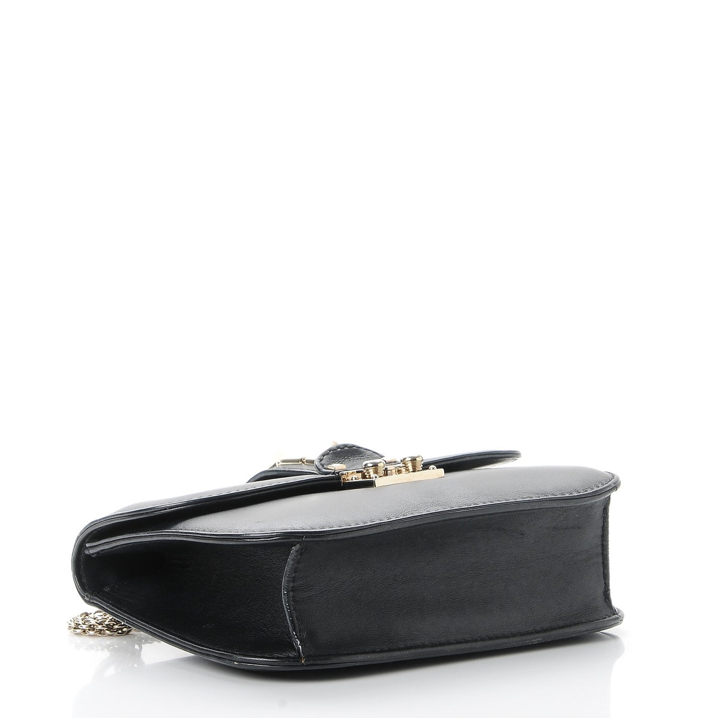 Vitello Small Glam Lock Rockstud Flap Black