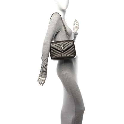 Saint Laurent Calfskin Y Quilted Monogram Small Loulou Chain Satchel Taupe 3 of 9