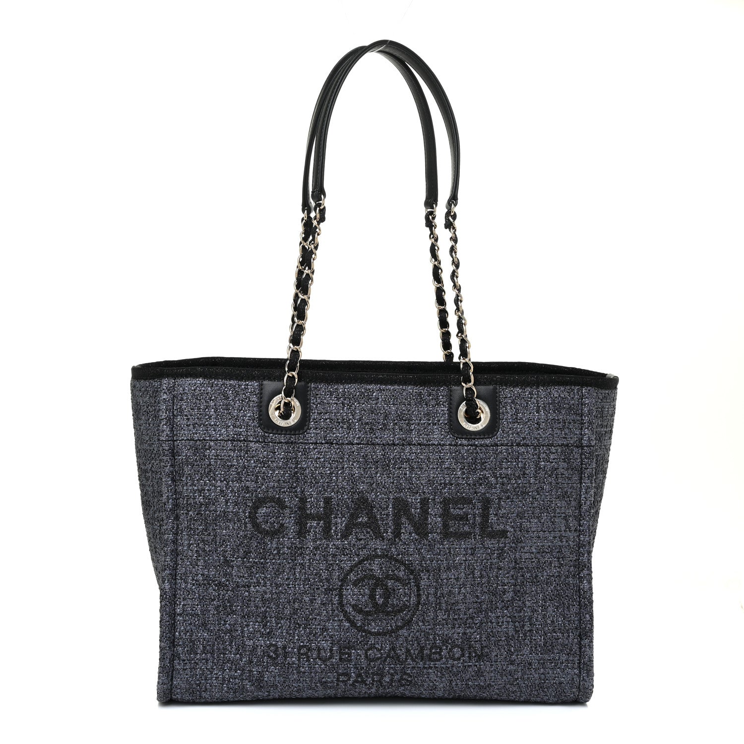 Chanel Lurex Boucle Small Deauville Tote Black 1 of 11
