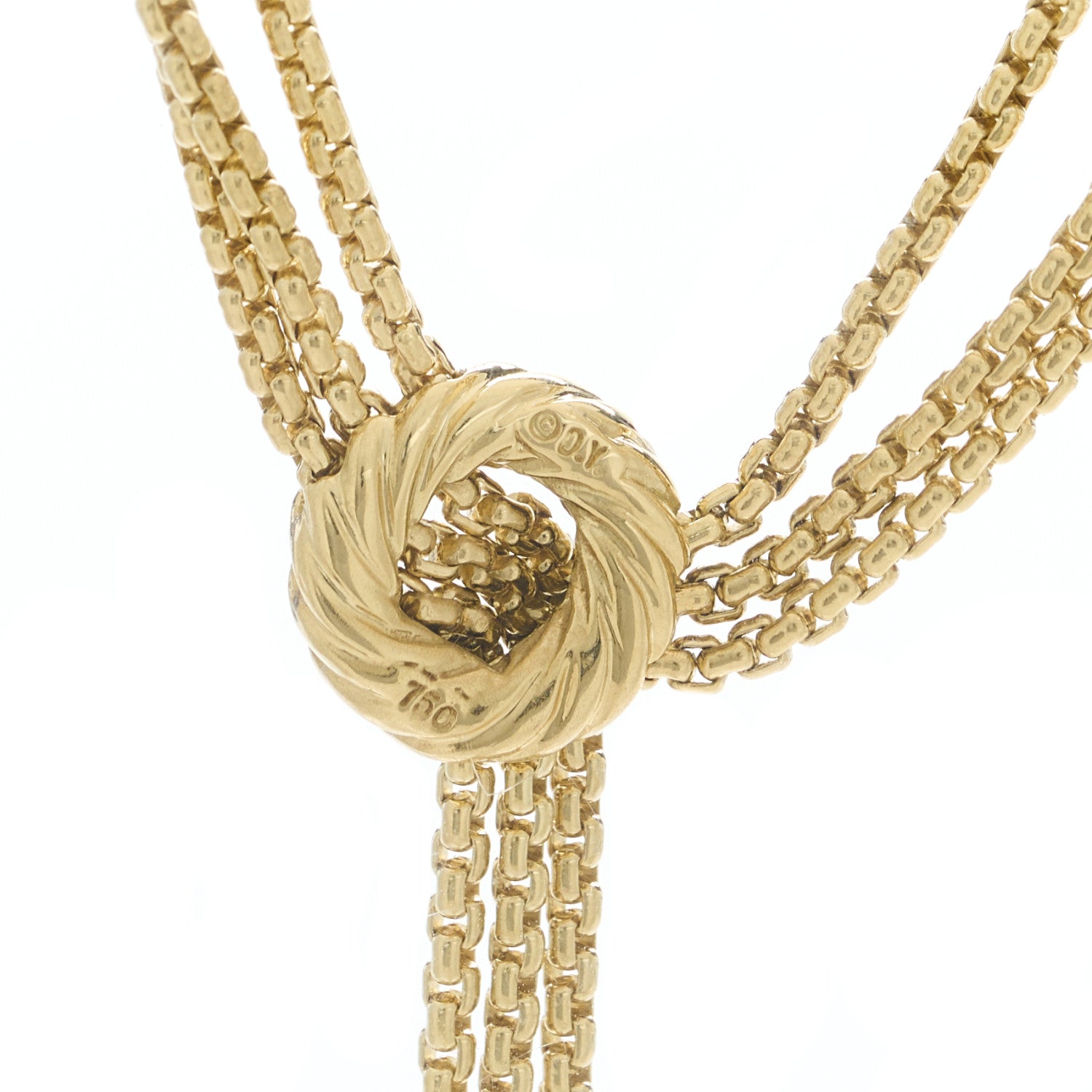 David Yurman DAVID YURMAN 18K Yellow Gold Diamond Three Strand Lariat Tassel Necklace 3 of 4