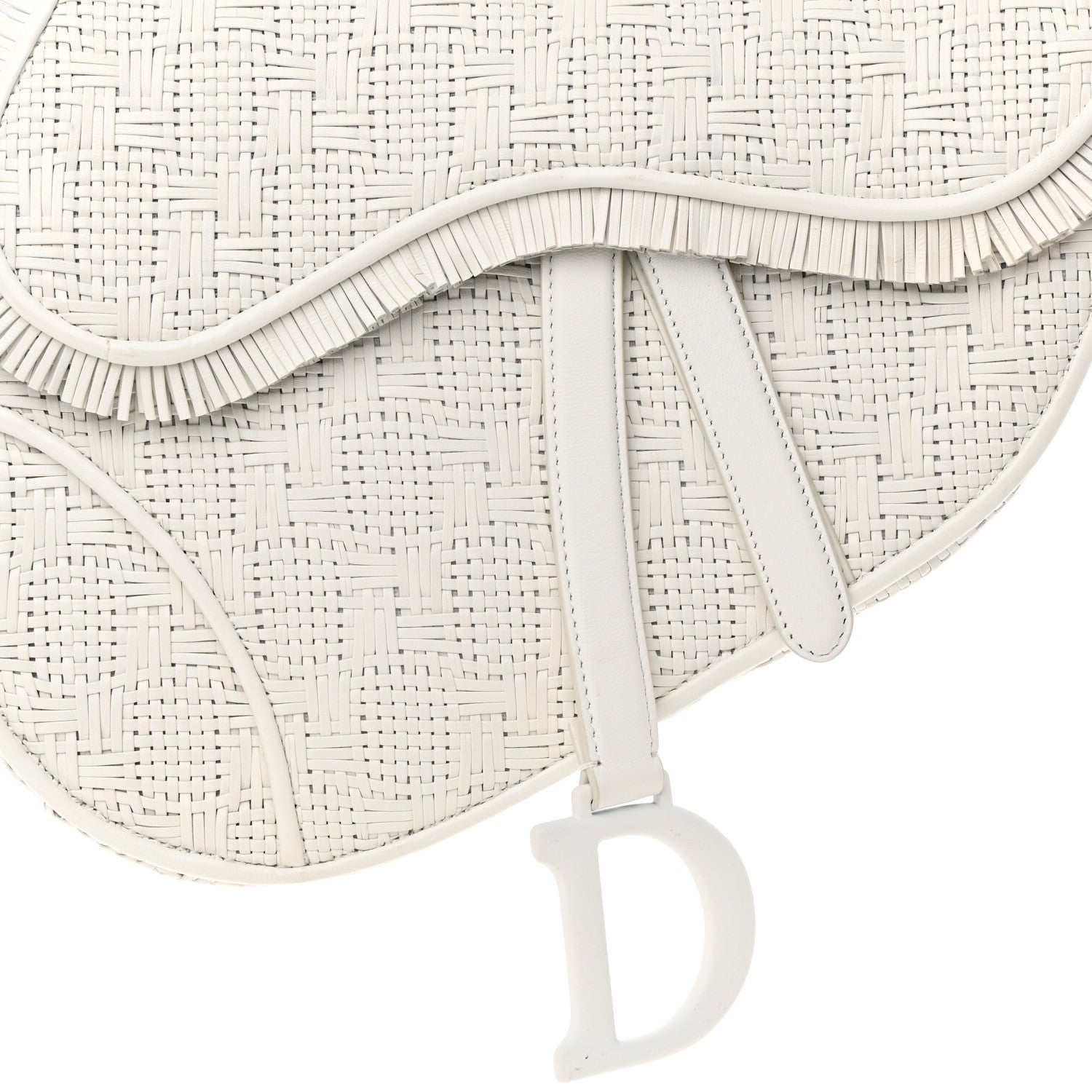 Christian Dior Ultra Matte Woven Saddle Bag White 8 of 12