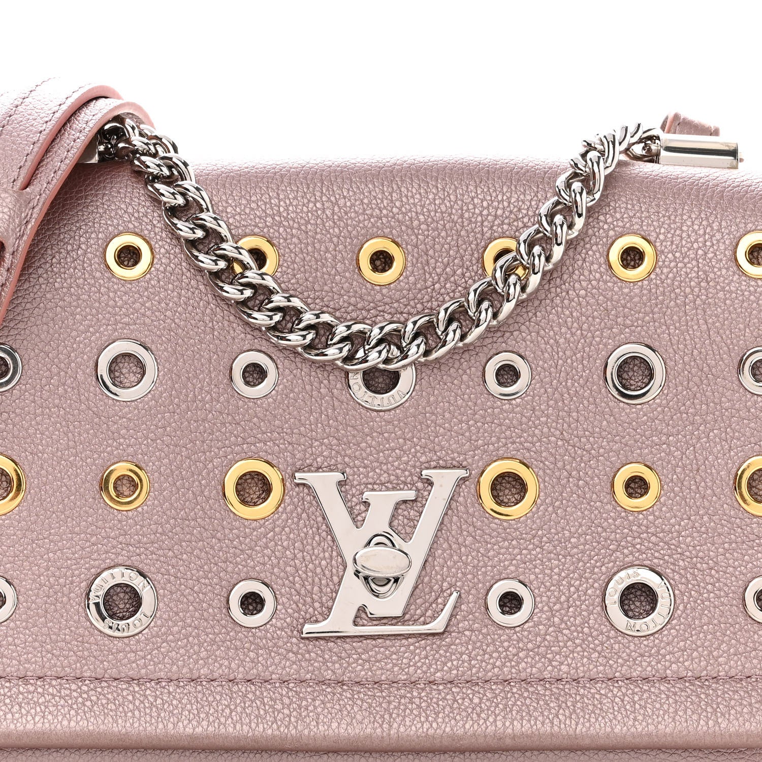 Louis Vuitton Soft Calfskin Eyelet Lockme II Chain Bag BB Rose Gold 7 of 12