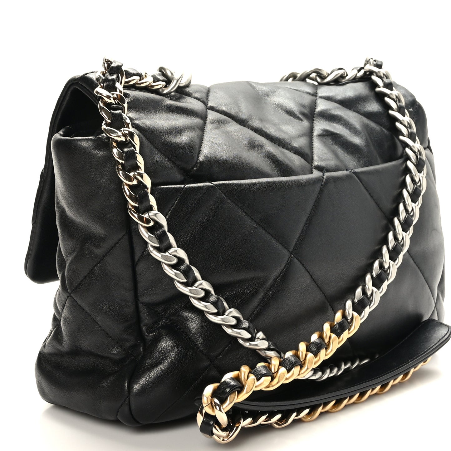 Lambskin Quilted Large Chanel 19 Flap Black