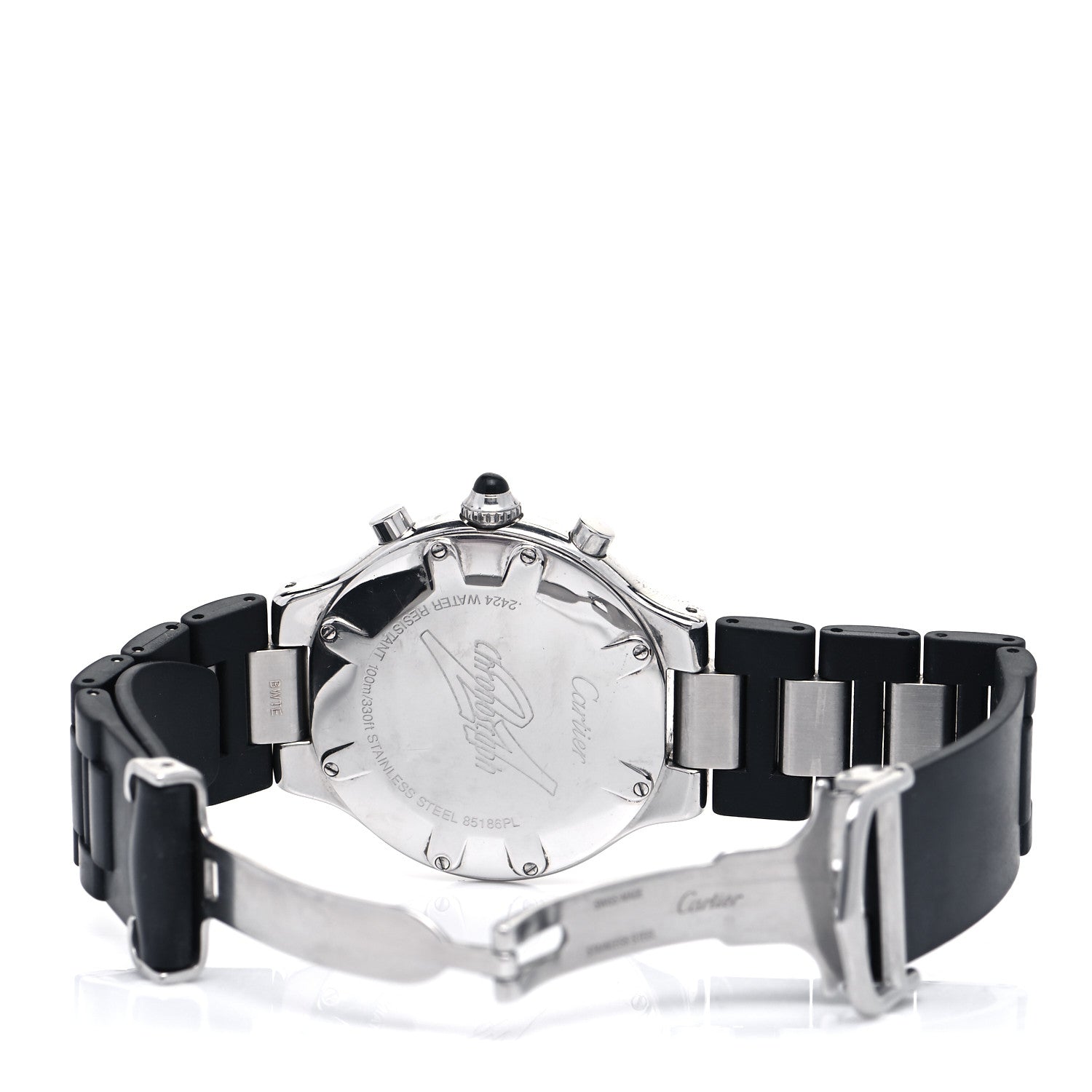 Cartier Stainless Steel Rubber 38mm Must 21 Chronoscaph Quartz Watch Black 4 of 5