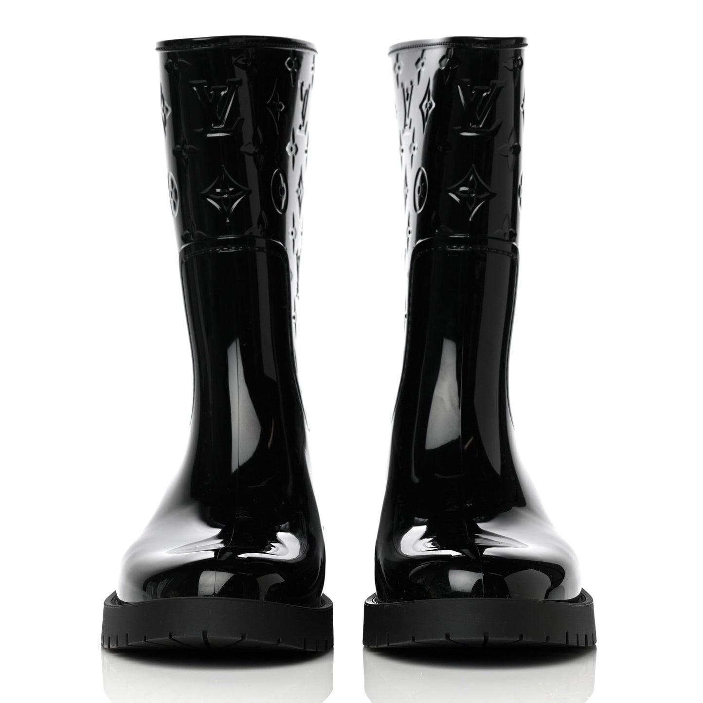 Rubber Embossed Monogram Drops Flat Half Boots 41 Black