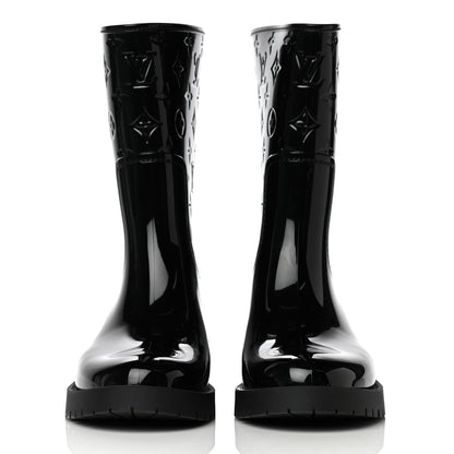 Louis Vuitton Rubber Embossed Monogram Drops Flat Half Boots 41 Black 3 of 10