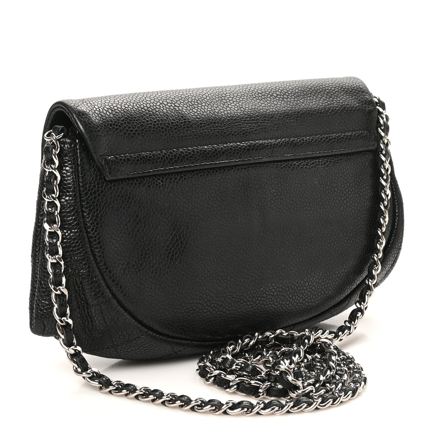 Chanel Caviar Half Moon Wallet On Chain WOC Black 2 of 10