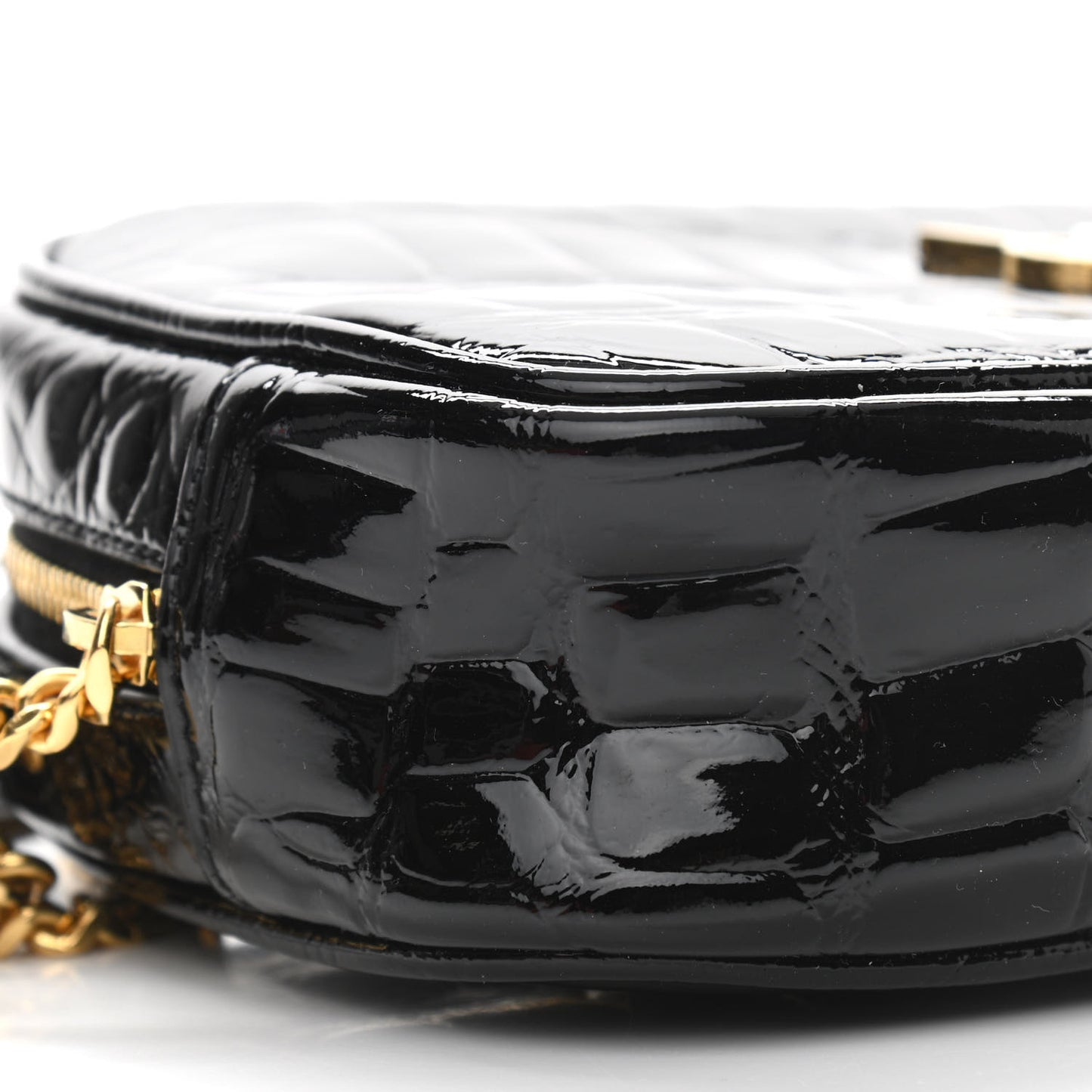 Calfskin Crocodile Embossed Monogram Mini Lou Camera Bag Black