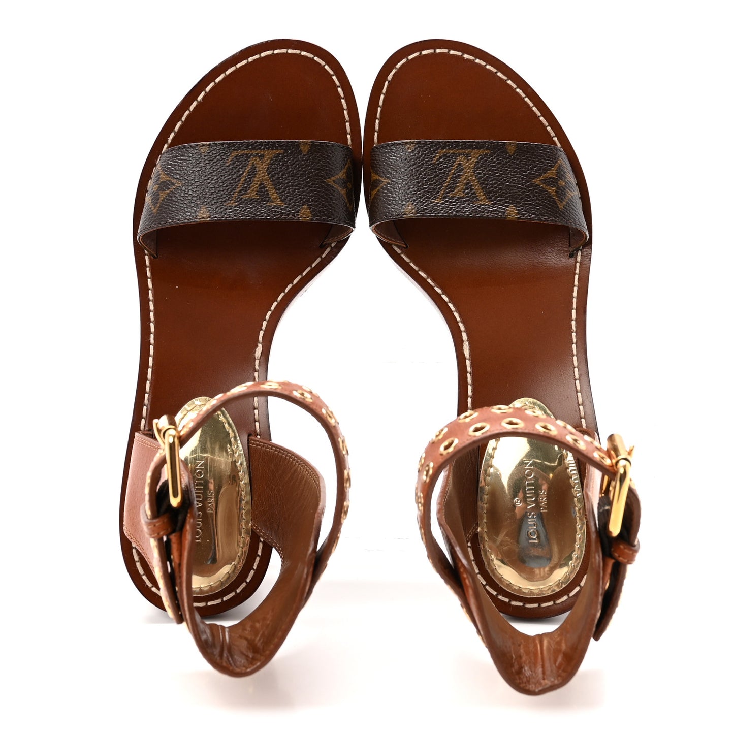 Calfskin Monogram Passenger Sandals 37 Cognac