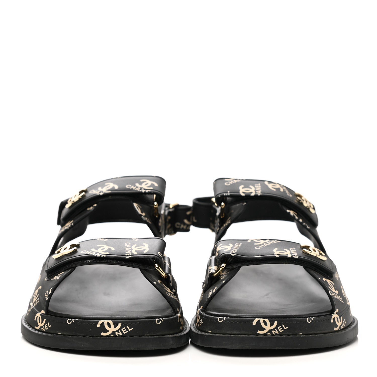 Chanel Rubber CC Dad Sandals 39 Black 2 of 9