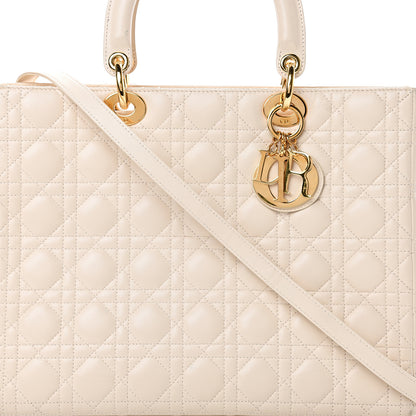 Christian Dior Lambskin Cannage Large Lady Dior Light Beige 11 of 21