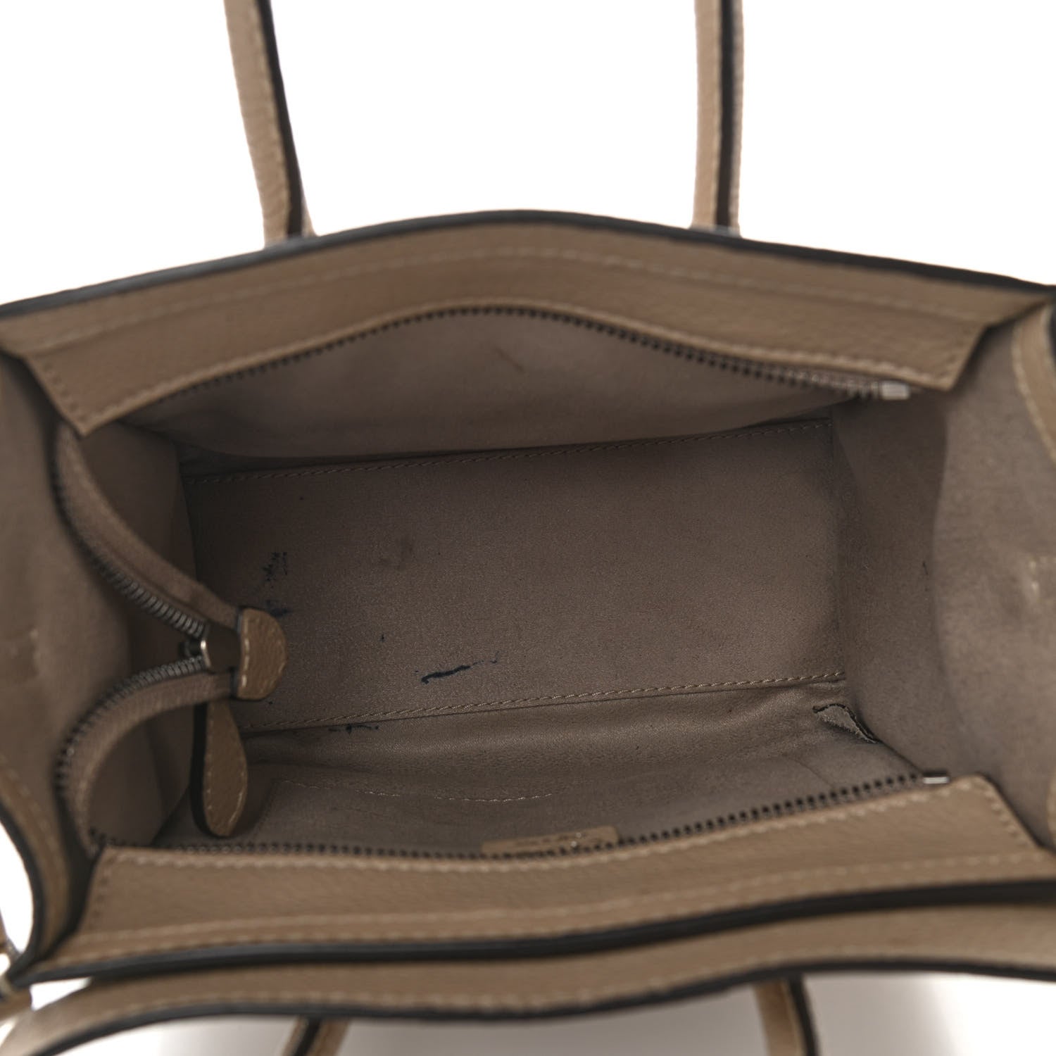 Celine Drummed Calfskin Nano Luggage Dune 5 of 12