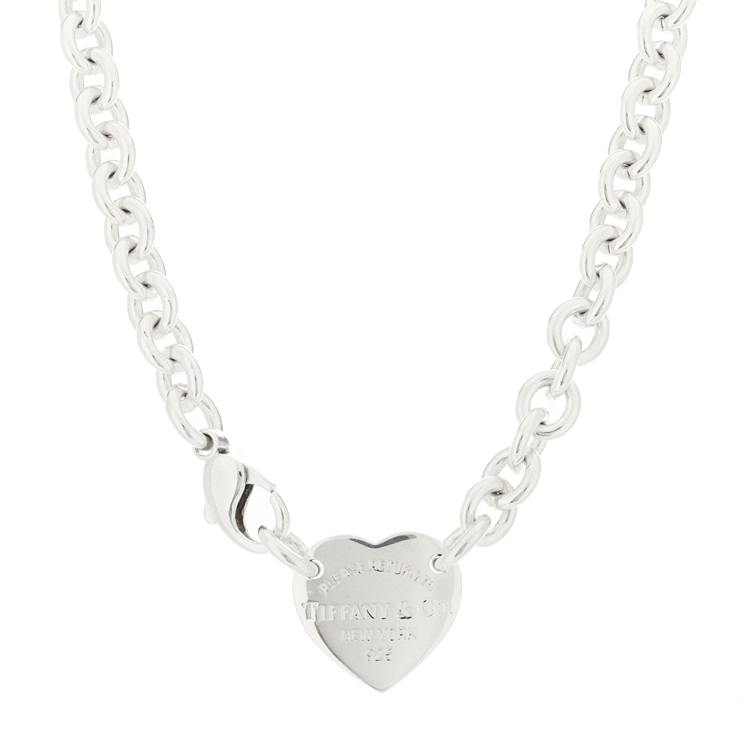 Tiffany Sterling Silver Return to Tiffany Heart Tag Choker Necklace 1 of 5