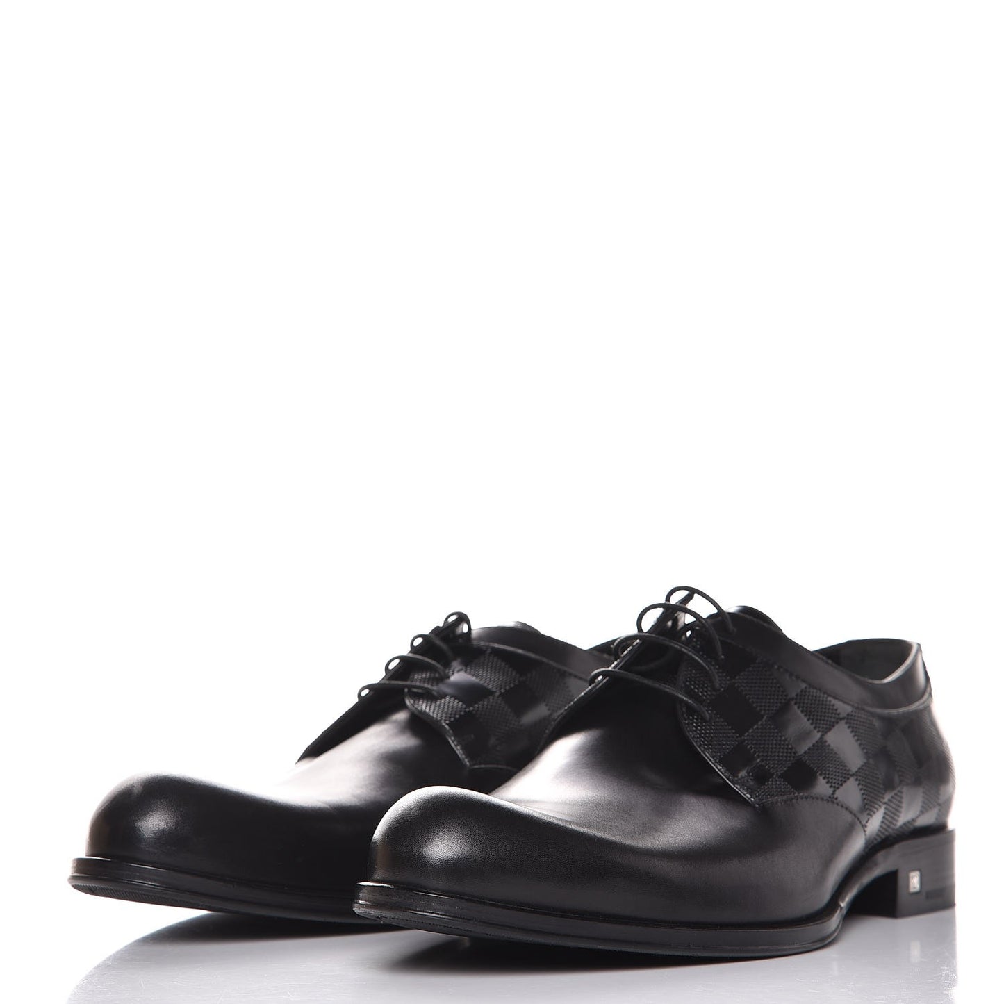 Mens Calfskin Damier Lace Up Shoes 6 1/2 Black