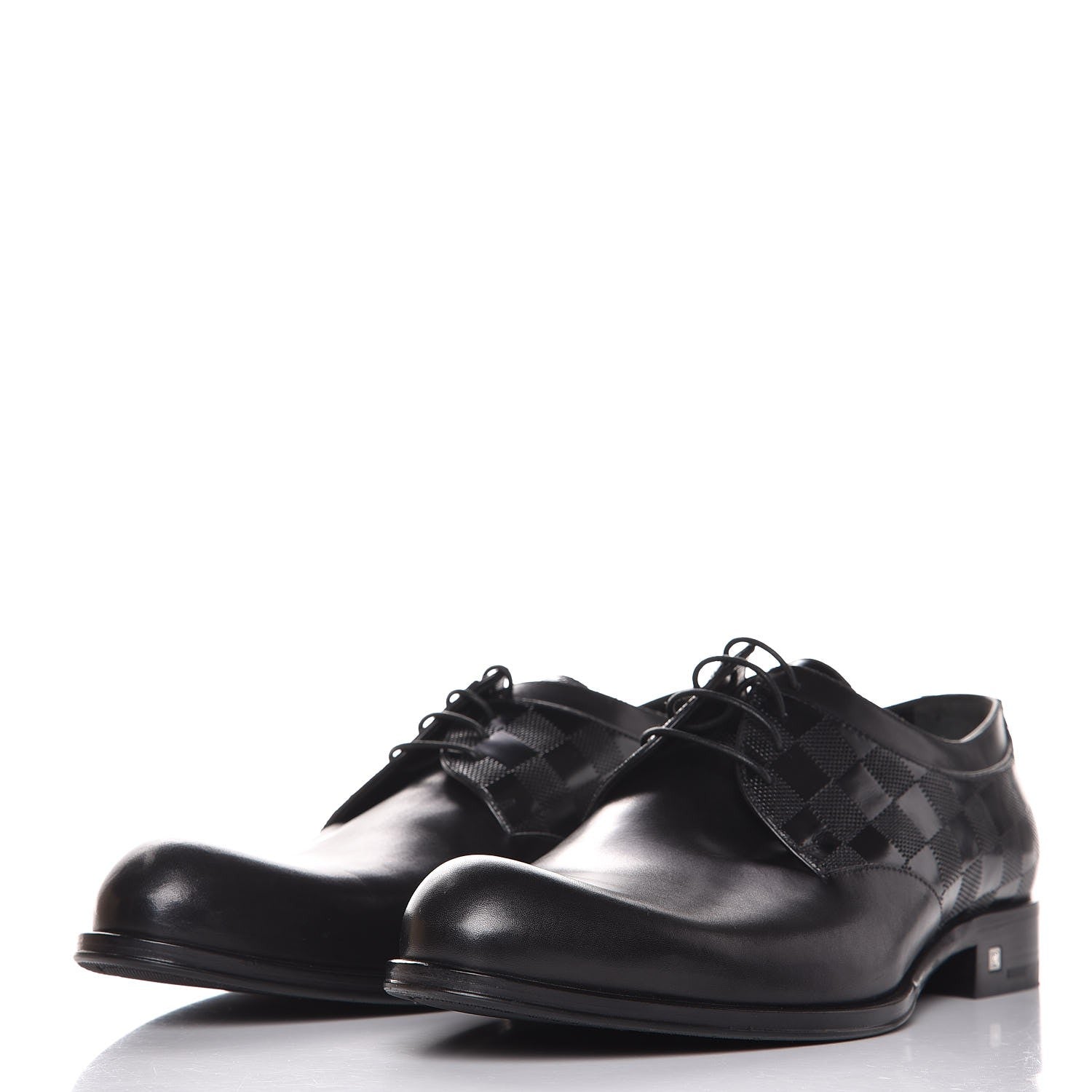 Louis Vuitton Mens Calfskin Damier Lace Up Shoes 6 1/2 Black 2 of 10