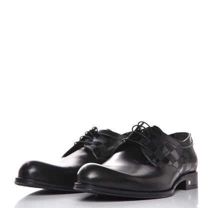 Louis Vuitton Mens Calfskin Damier Lace Up Shoes 6 1/2 Black 2 of 10