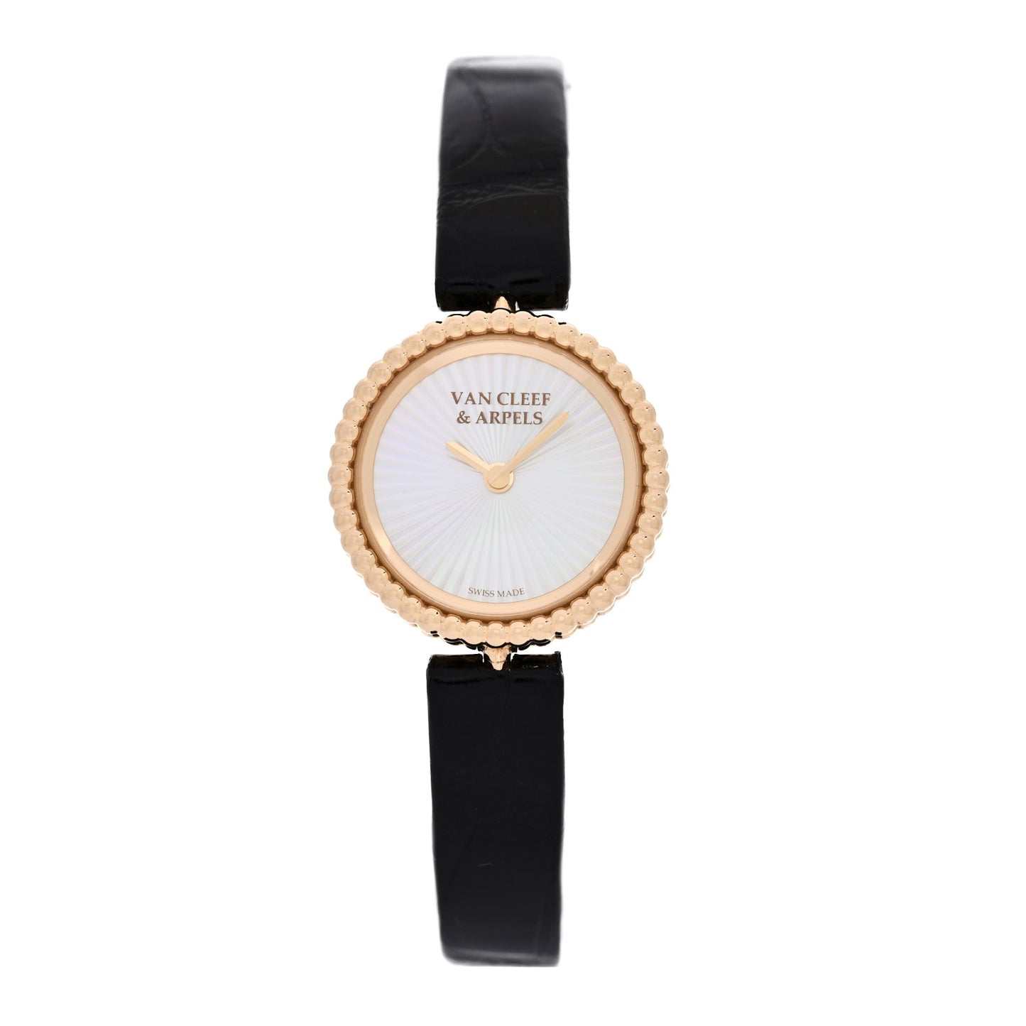 18K Yellow Gold Alligator Mother of Pearl 23mm Perlee Quartz Watch