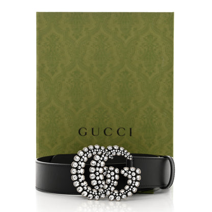 Gucci Calfskin Crystal Double G 40mm Belt Black 6 of 6