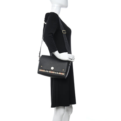 Burberry Grainy Calfskin Vintage Check Note Crossbody Bag Black 2 of 10