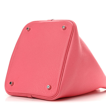 Hermes Taurillon Clemence Picotin Lock 22 MM Rose Azalee 10 of 14