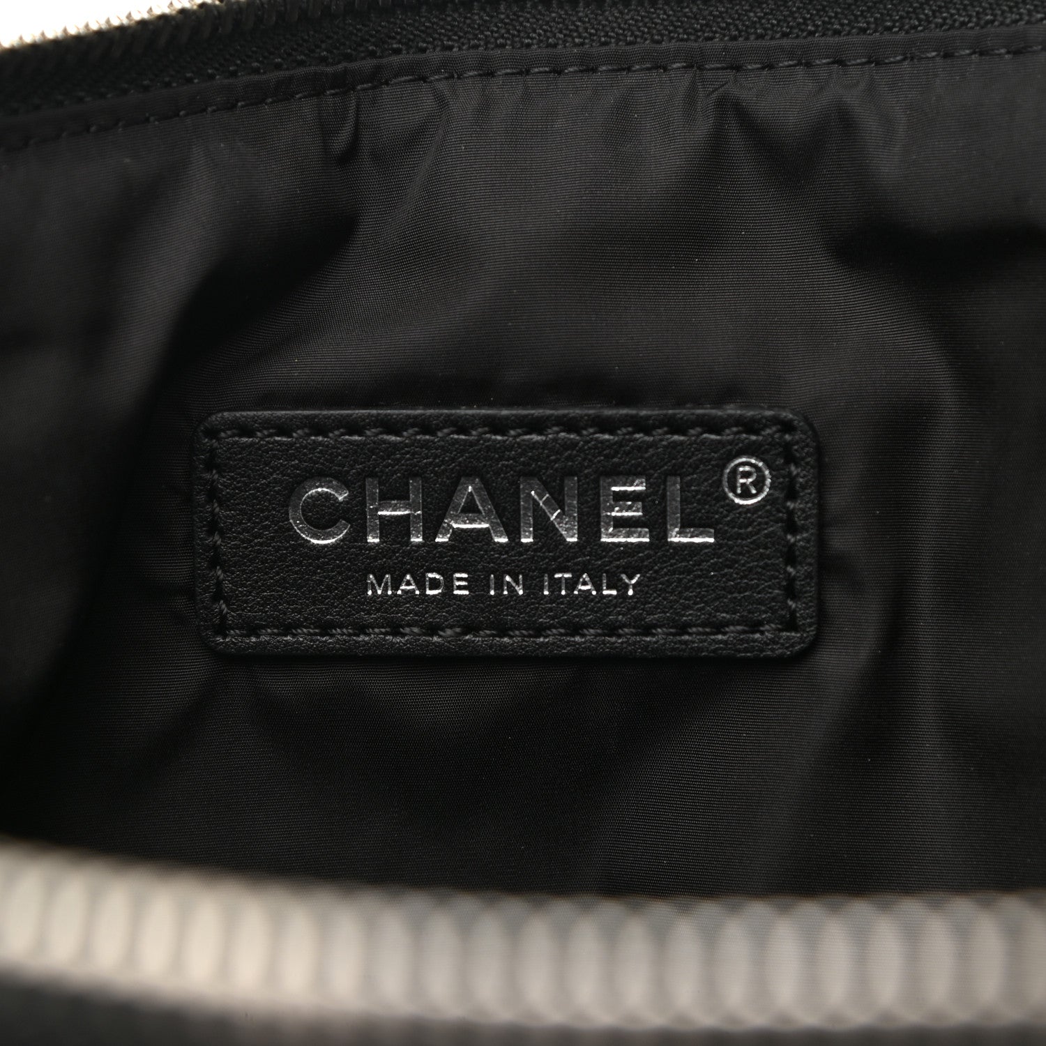 Chanel Neoprene Lambskin Printed Stitch Pouch With Handle Black 6 of 10