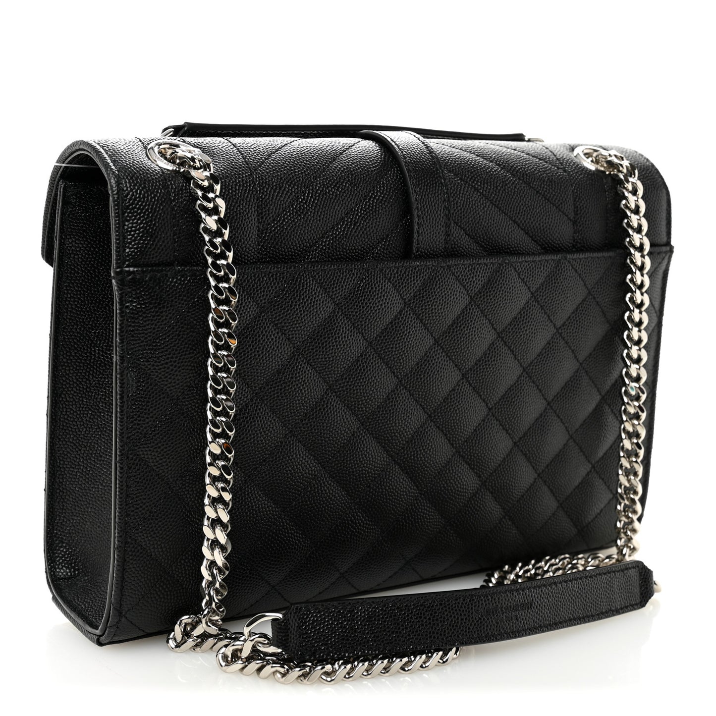 Grain De Poudre Textured Mixed Matelasse Triquilt Medium Monogram Satchel Black