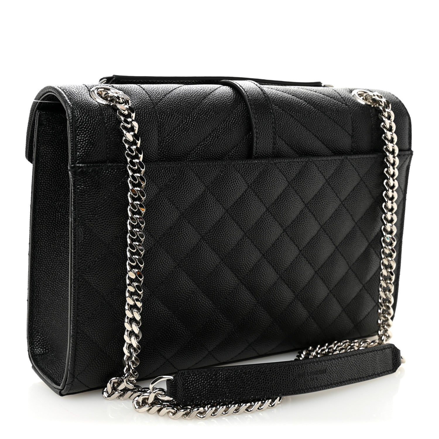 Saint Laurent Grain De Poudre Textured Mixed Matelasse Triquilt Medium Monogram Satchel Black 3 of 9