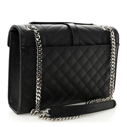 Saint Laurent Grain De Poudre Textured Mixed Matelasse Triquilt Medium Monogram Satchel Black 3 of 9