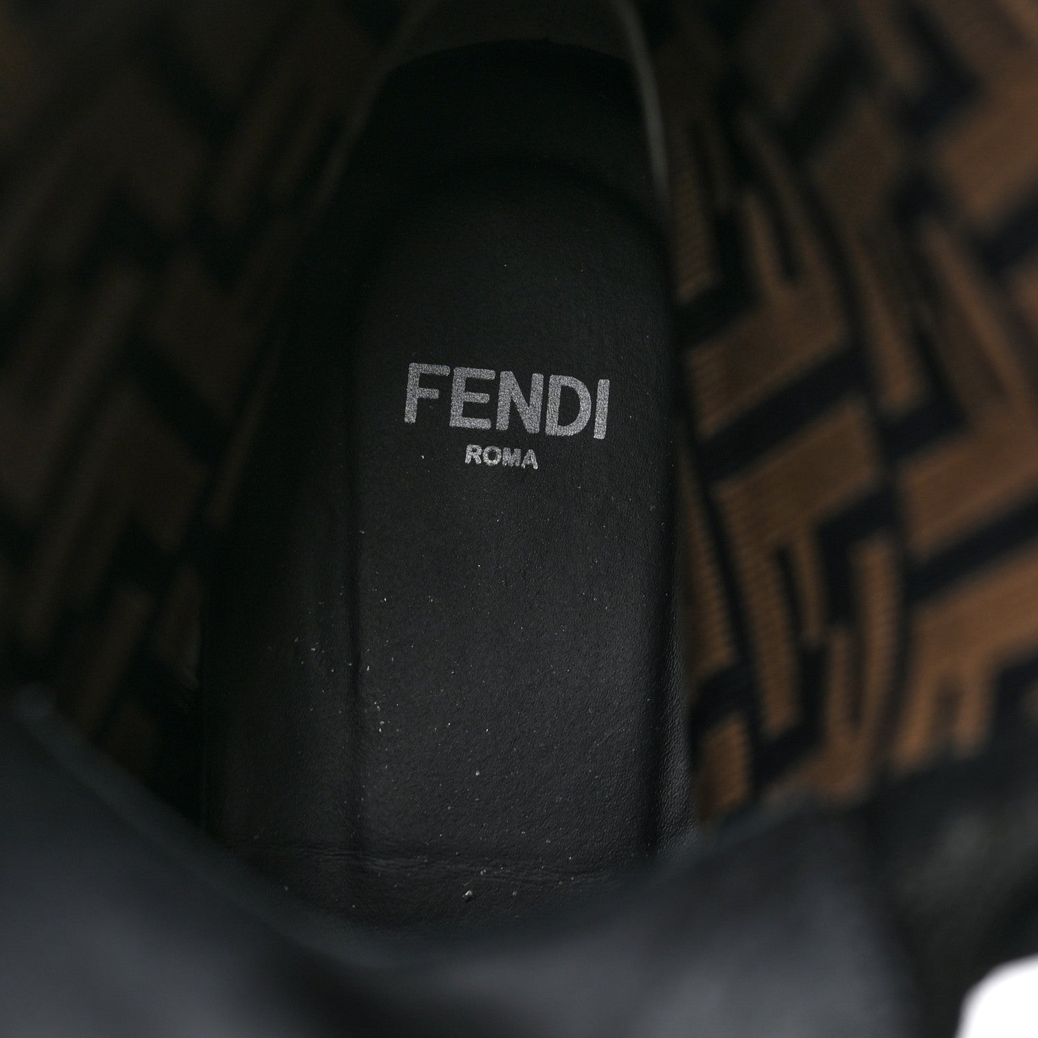 Fendi Calfskin Stretch Fabric FF Rockoko Biker Boots 40 Black Tobacco 7 of 11