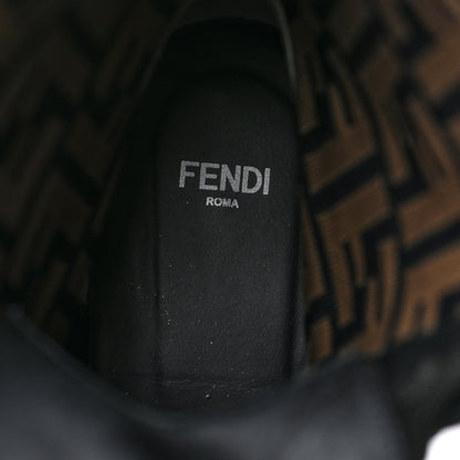 Fendi Calfskin Stretch Fabric FF Rockoko Biker Boots 40 Black Tobacco 7 of 11