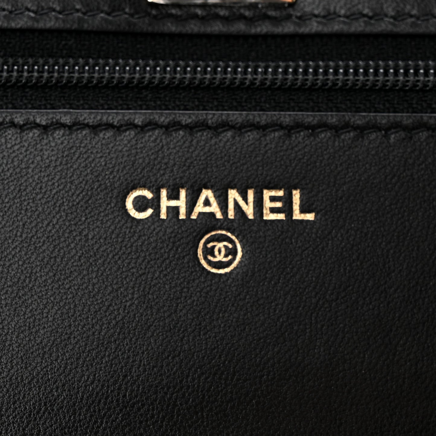 Lambskin Quilted Trendy CC Wallet On Chain WOC Black