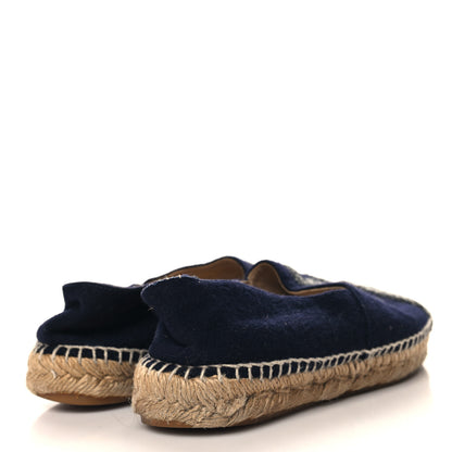 Chanel Velvet Tweed CC Espadrilles 36 Navy Grey 5 of 11