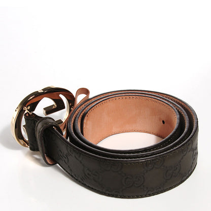 Gucci Guccissima Interlocking G Belt 85 34 Green Gold 3 of 6