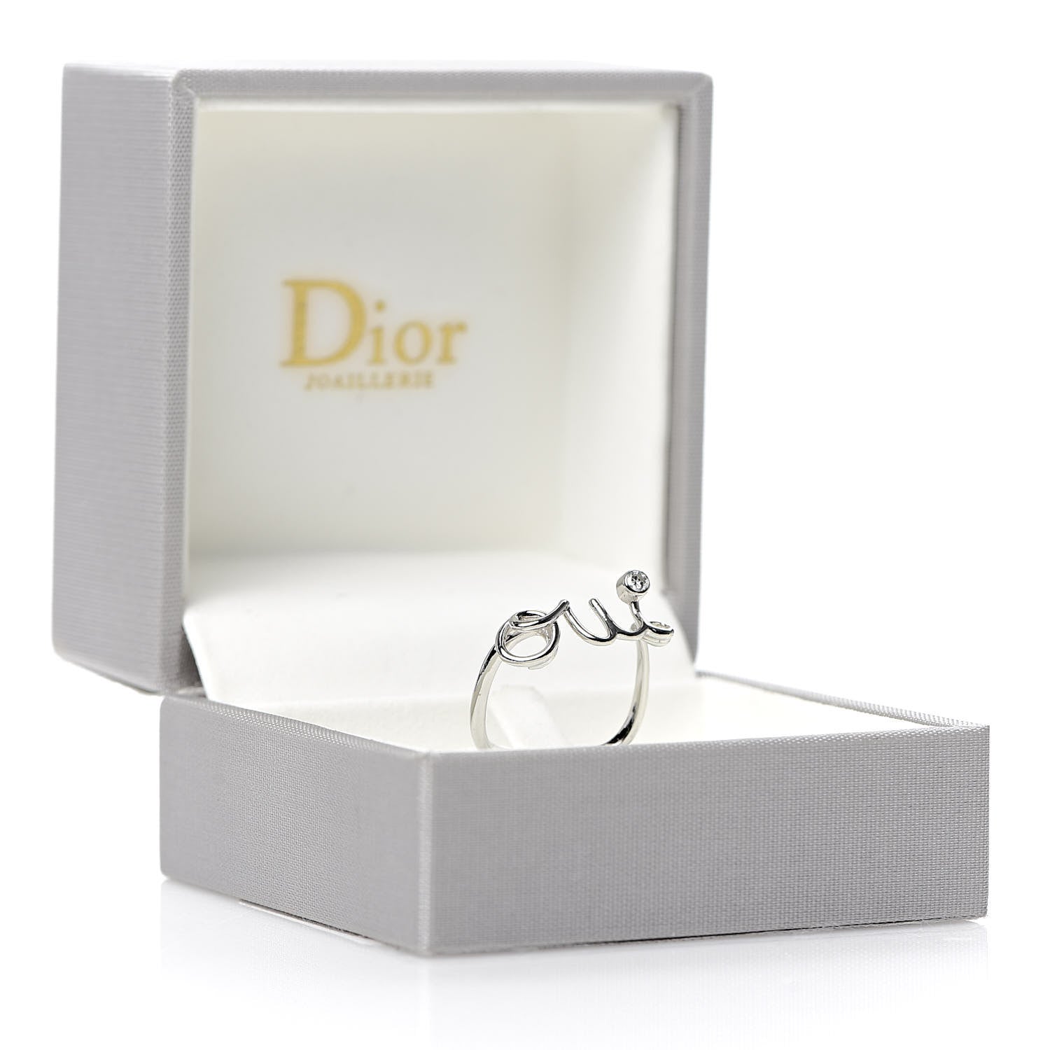 Christian Dior 18K White Gold Diamond Oui Ring 50 5.25 5 of 5