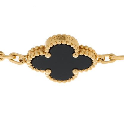 Van Cleef & Arpels 18K Yellow Gold Black Onyx 5 Motifs Vintage Alhambra Bracelet 4 of 5