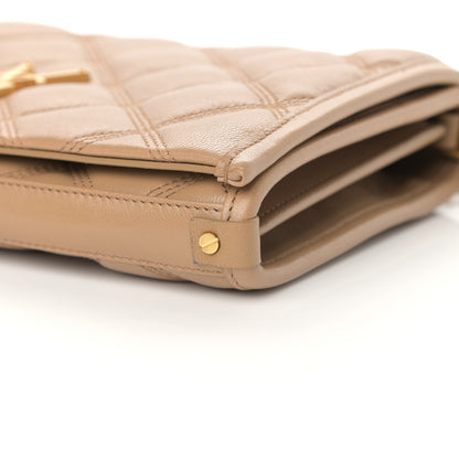Saint Laurent Lambskin Diamond Quilted Becky Chain Wallet Natural Tan 10 of 11