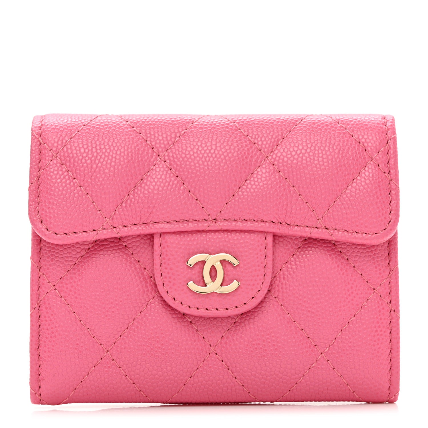 Chanel Caviar Quilted Flap Card Holder Wallet Pink 1 of 9
