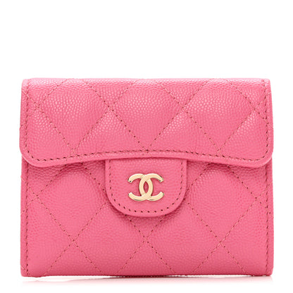 Chanel Caviar Quilted Flap Card Holder Wallet Pink 1 of 9
