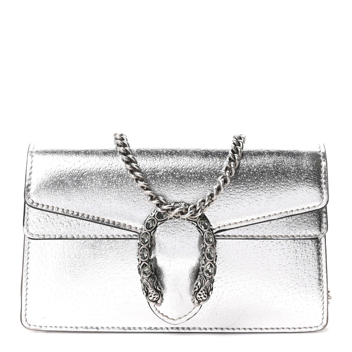 Gucci Metallic Calfskin Super Mini Dionysus Shoulder Bag Silver 1 of 10