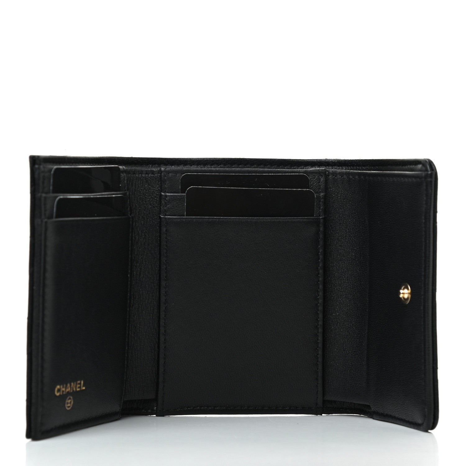 Chanel Lambskin Quilted Small Graffiti Compact Wallet Black 5 of 9