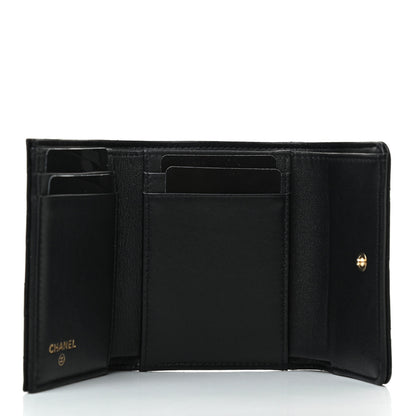 Chanel Lambskin Quilted Small Graffiti Compact Wallet Black 5 of 9