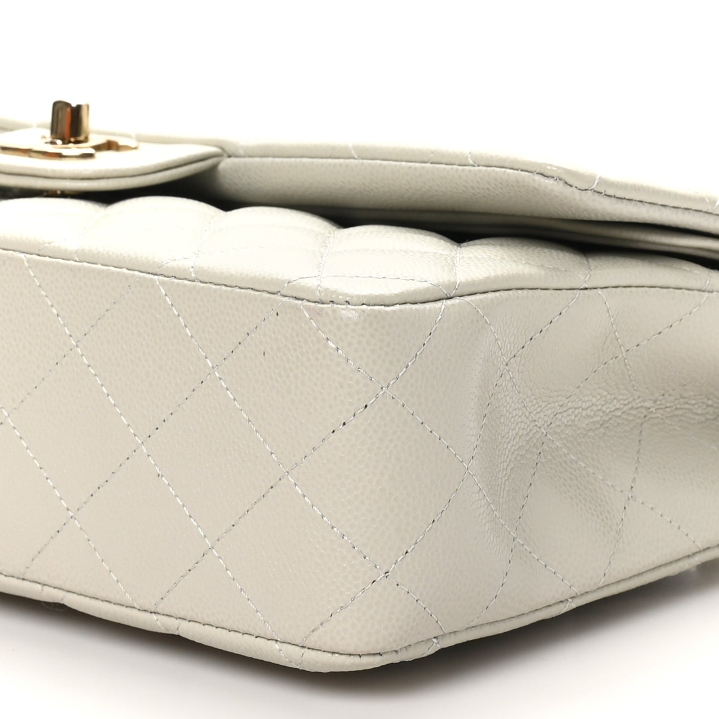 Caviar Quilted Medium Double Flap Grey