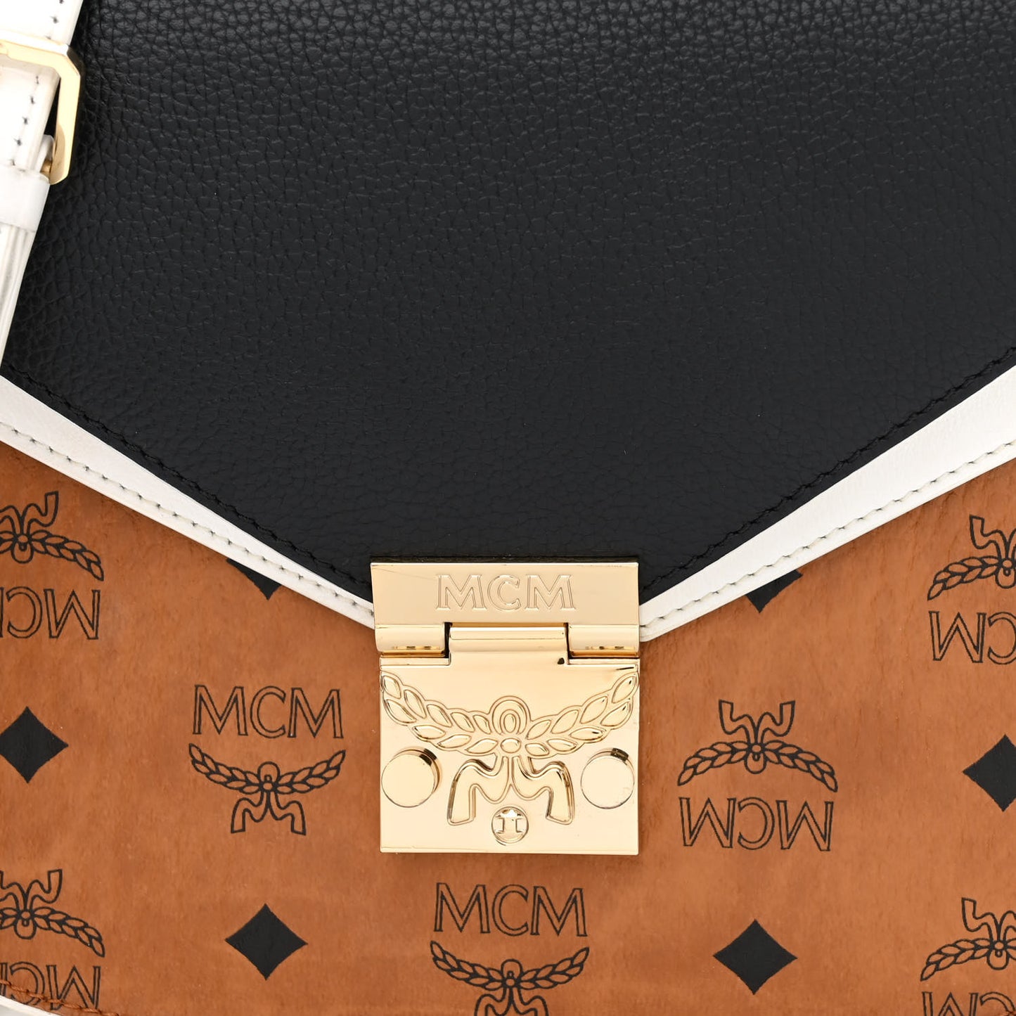 Visetos Calfskin Small Patricia Crossbody Bag Cognac White Black