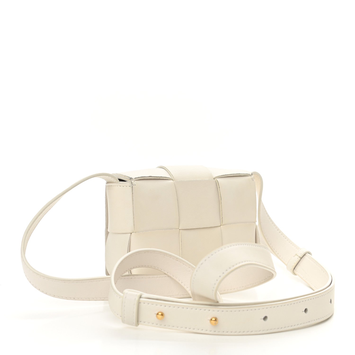 Bottega Veneta Lambskin Maxi Intrecciato Extra Mini Cassette Crossbody Bag White 3 of 9