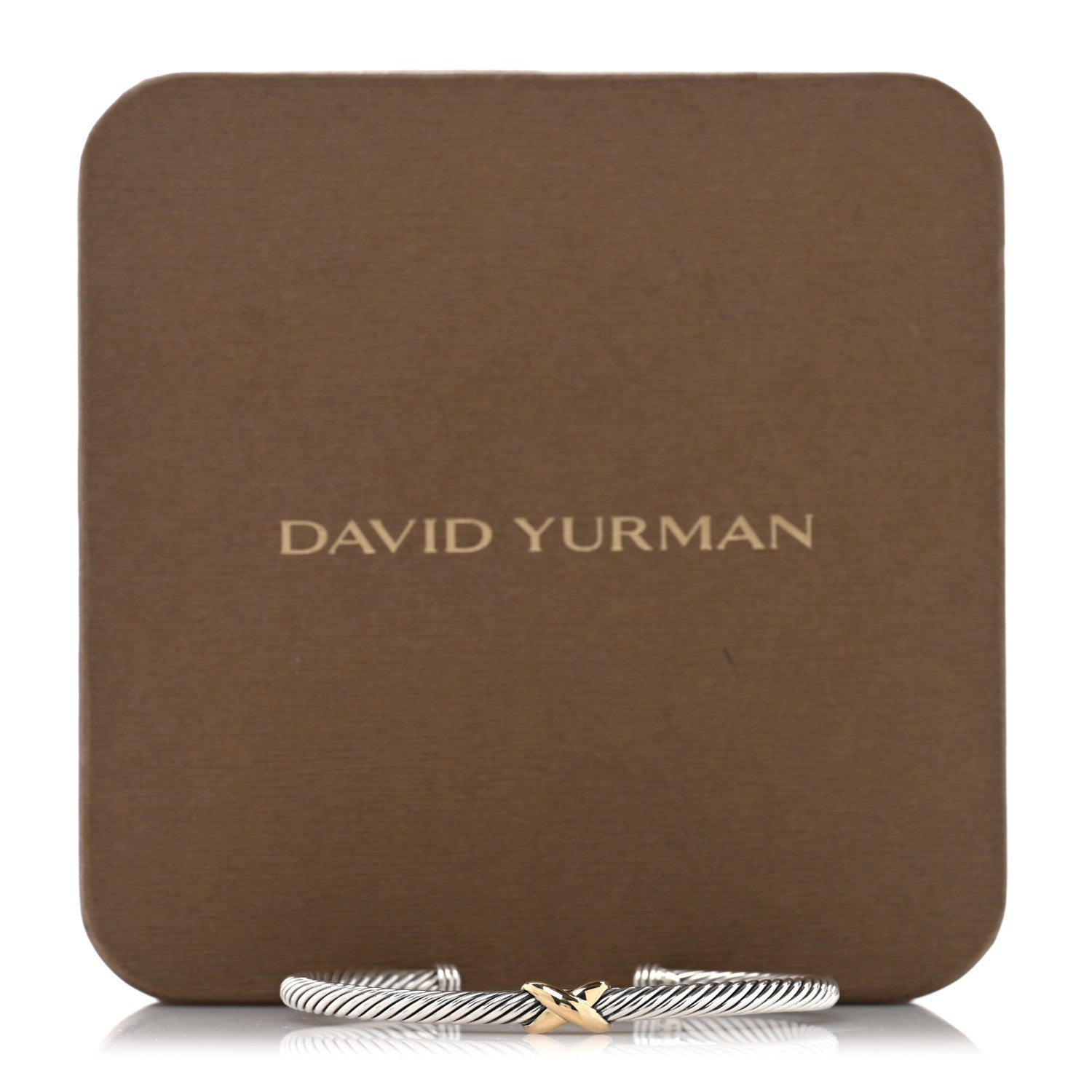David Yurman Sterling Silver 18K Yellow Gold 4mm X Station Cable Bracelet 4 of 4