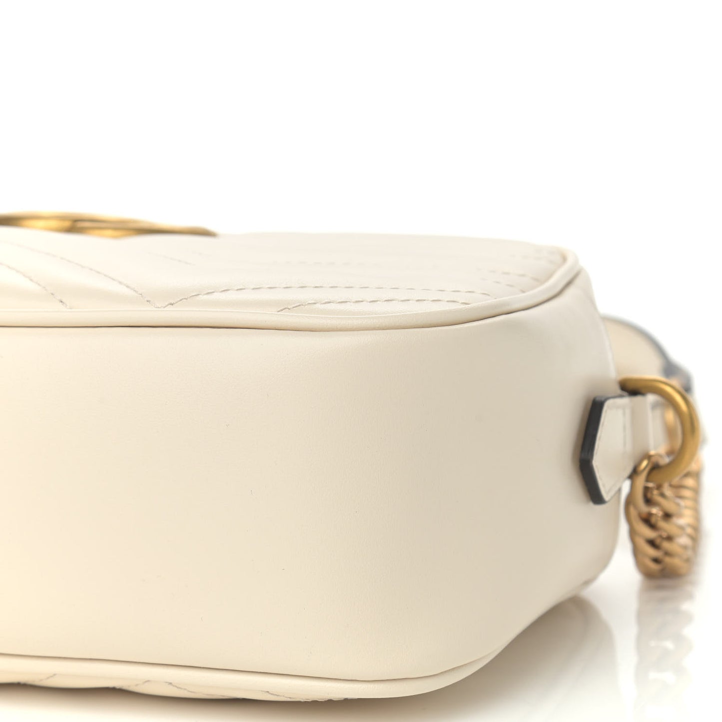 Calfskin Matelasse Small GG Marmont Chain Shoulder Bag White