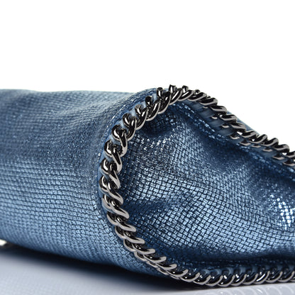 Stella McCartney Metallic Woven Raffia Mini Falabella Fold Over Blue 9 of 9