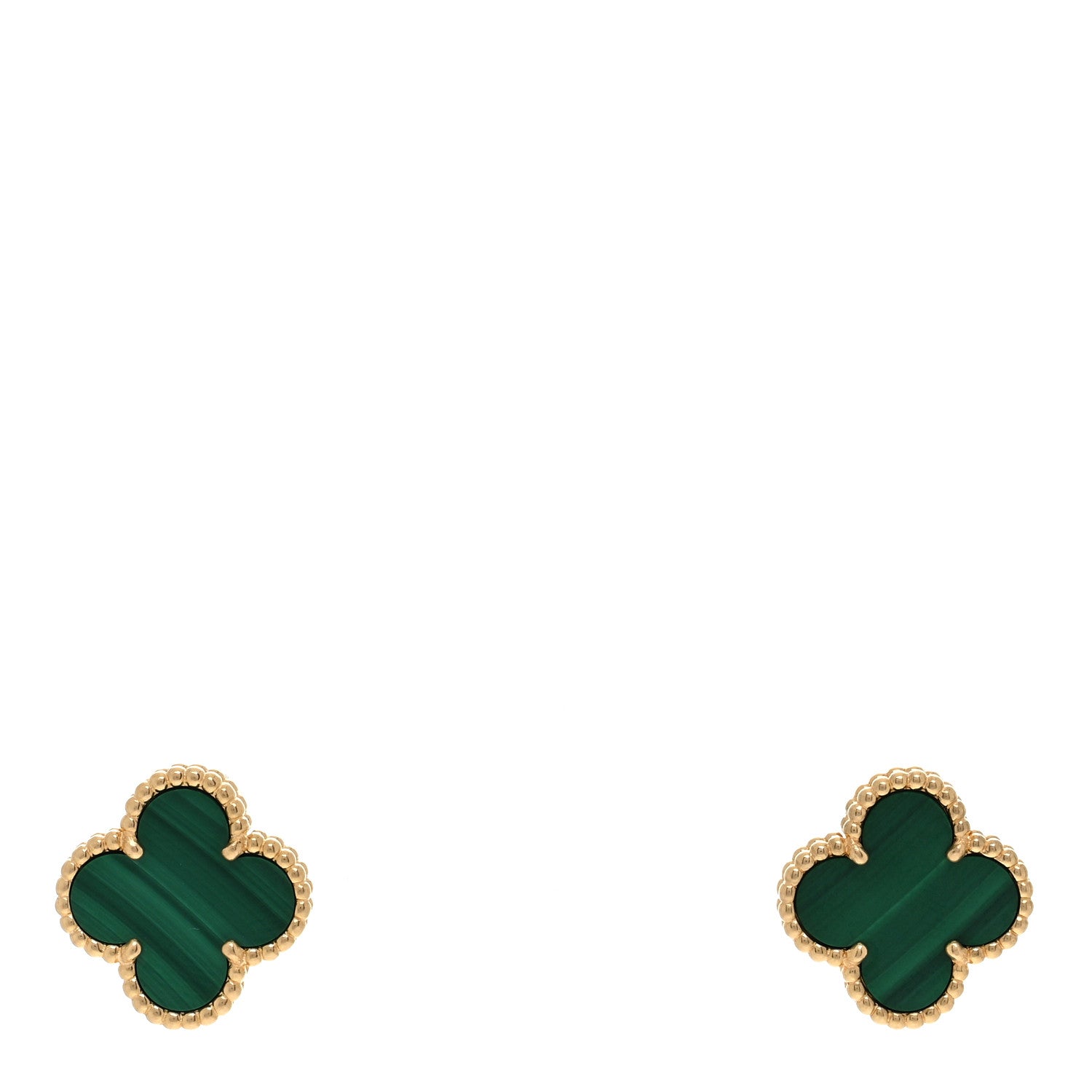 Van Cleef & Arpels 18K Yellow Gold Malachite Vintage Alhambra Earrings 1 of 4
